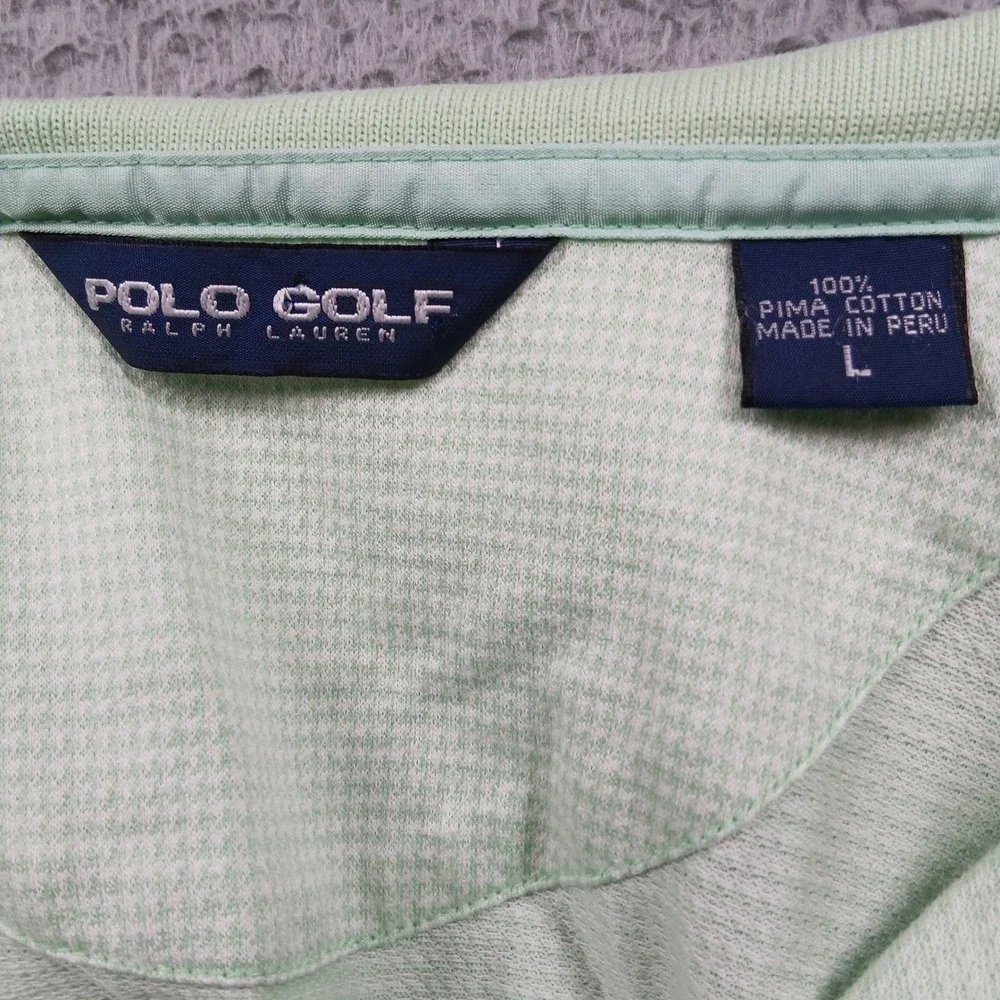 Polo‎ Golf Ralph Lauren Pima Cotton Houndstooth Polo Shirt Mens L Mint Green EUC